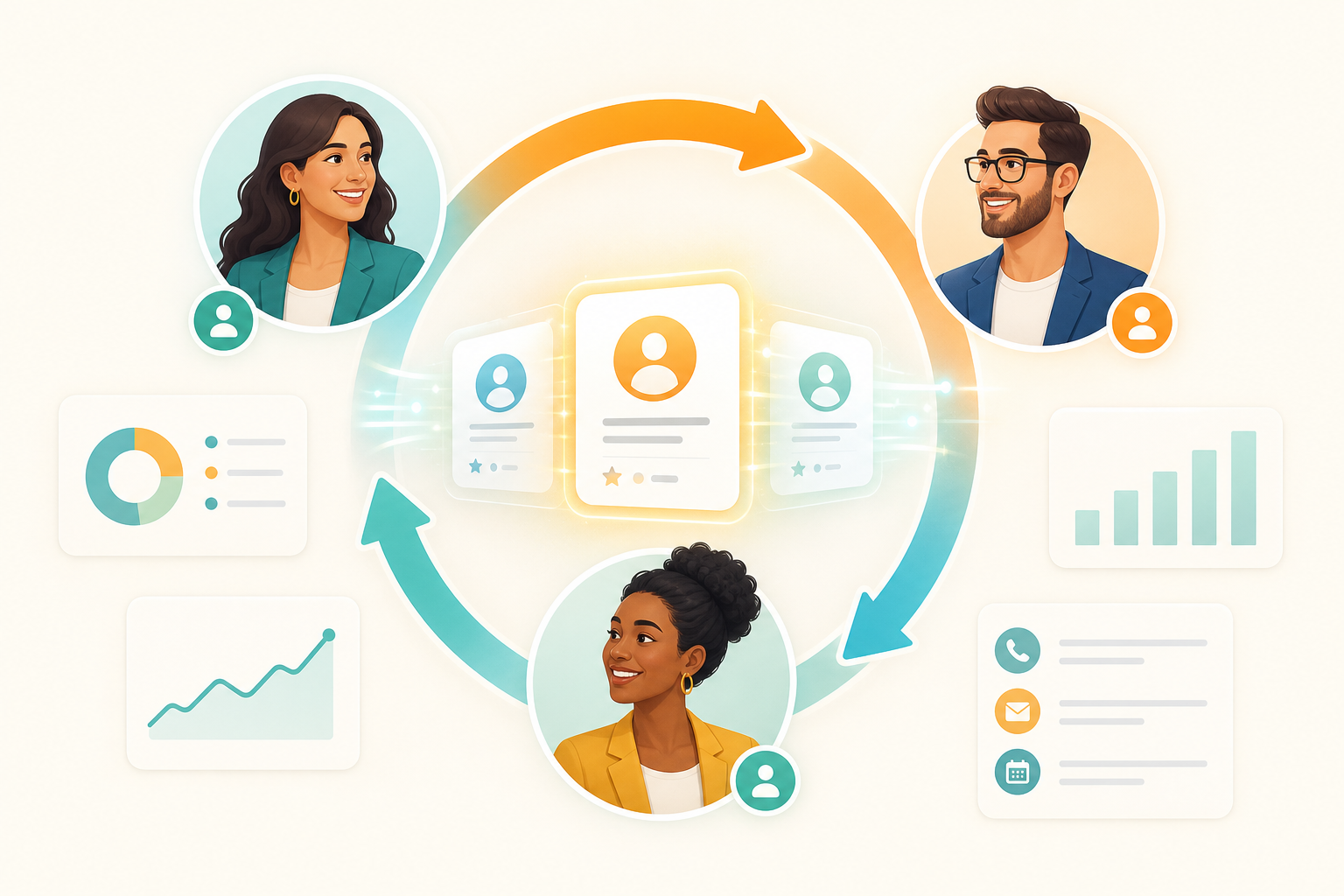 Illustration of round-robin lead assignment between sales team members
